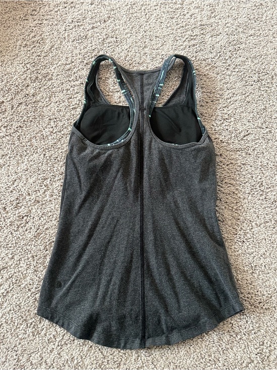 lululemon athletica Tops - Lululemon Women’s Dark Grey Racerback Tank Top with Bra Size 4
